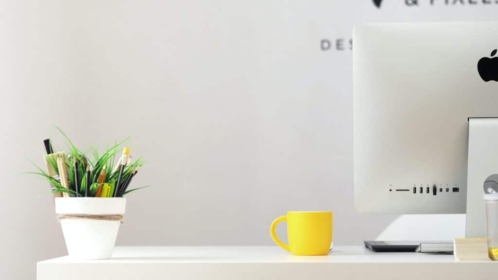 Bureau minimaliste avec plante